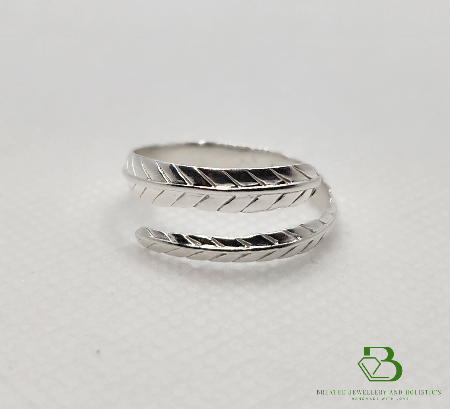 Sterling Silver Adjustable Feather Ring