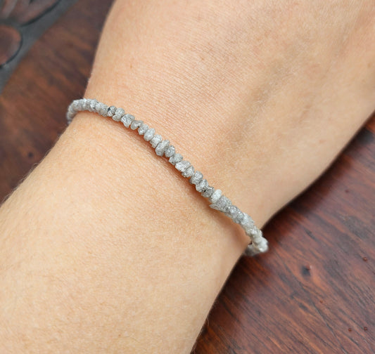 Sterling Silver 'Raw Diamond' Beaded Bracelet