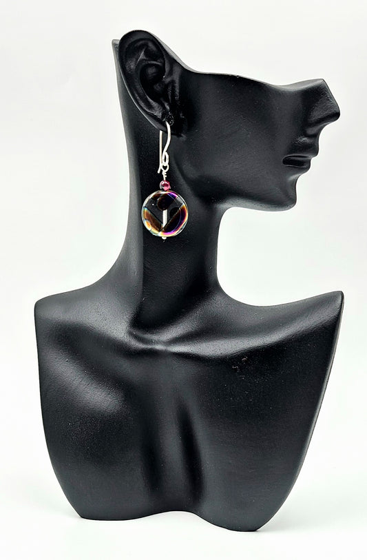 Sterling Silver Czech Glass 80s Inspired drop earrings