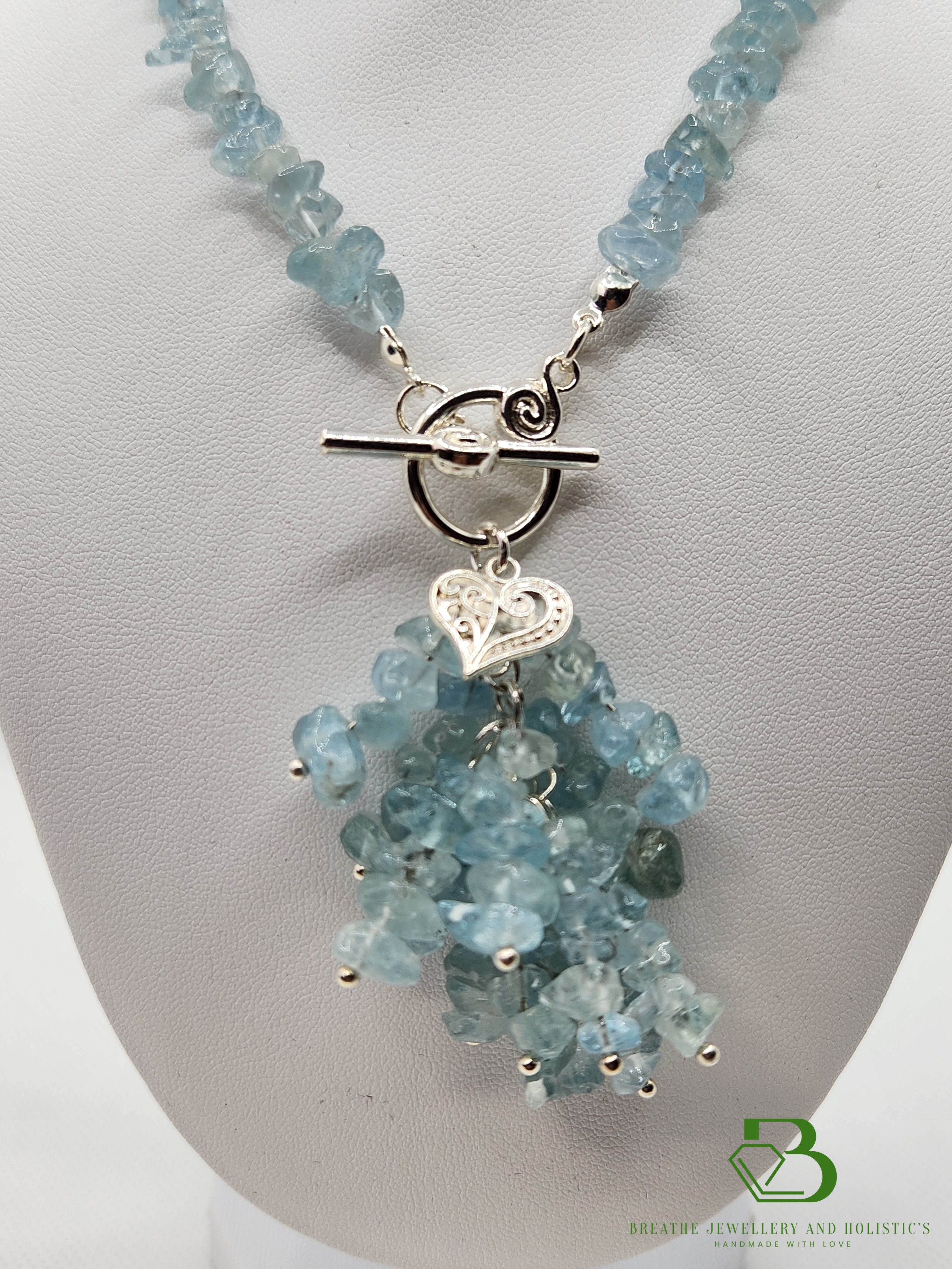 Silver and clearance aquamarine necklace