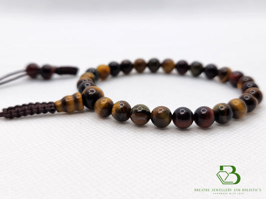 Colourful Tiger Eye Gemstone Mala Bracelet - Breathe Jewellery and Holistic's