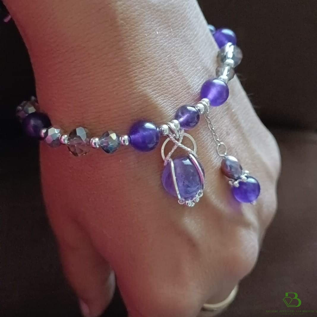 Custom Handmade Amethyst Charm Bracelet