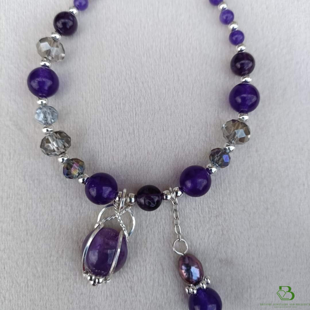 Custom Handmade Amethyst Charm Bracelet