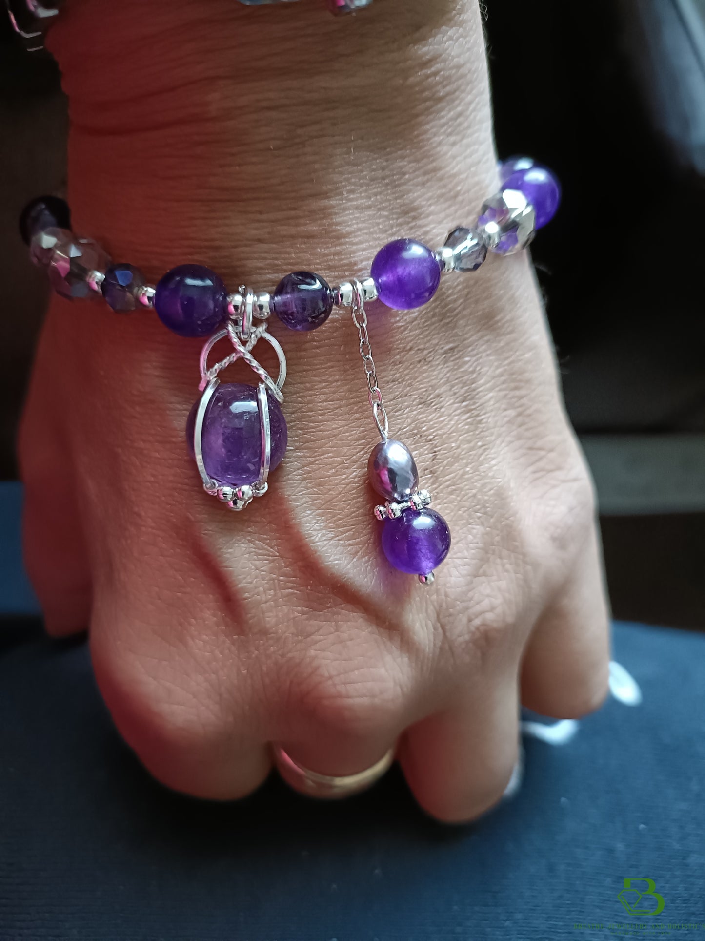 Custom Handmade Amethyst Charm Bracelet