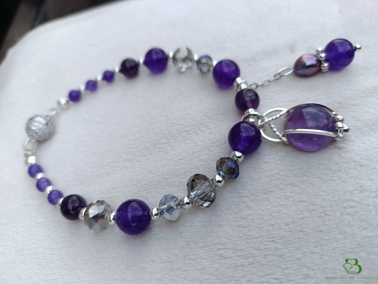 Custom Handmade Amethyst Charm Bracelet