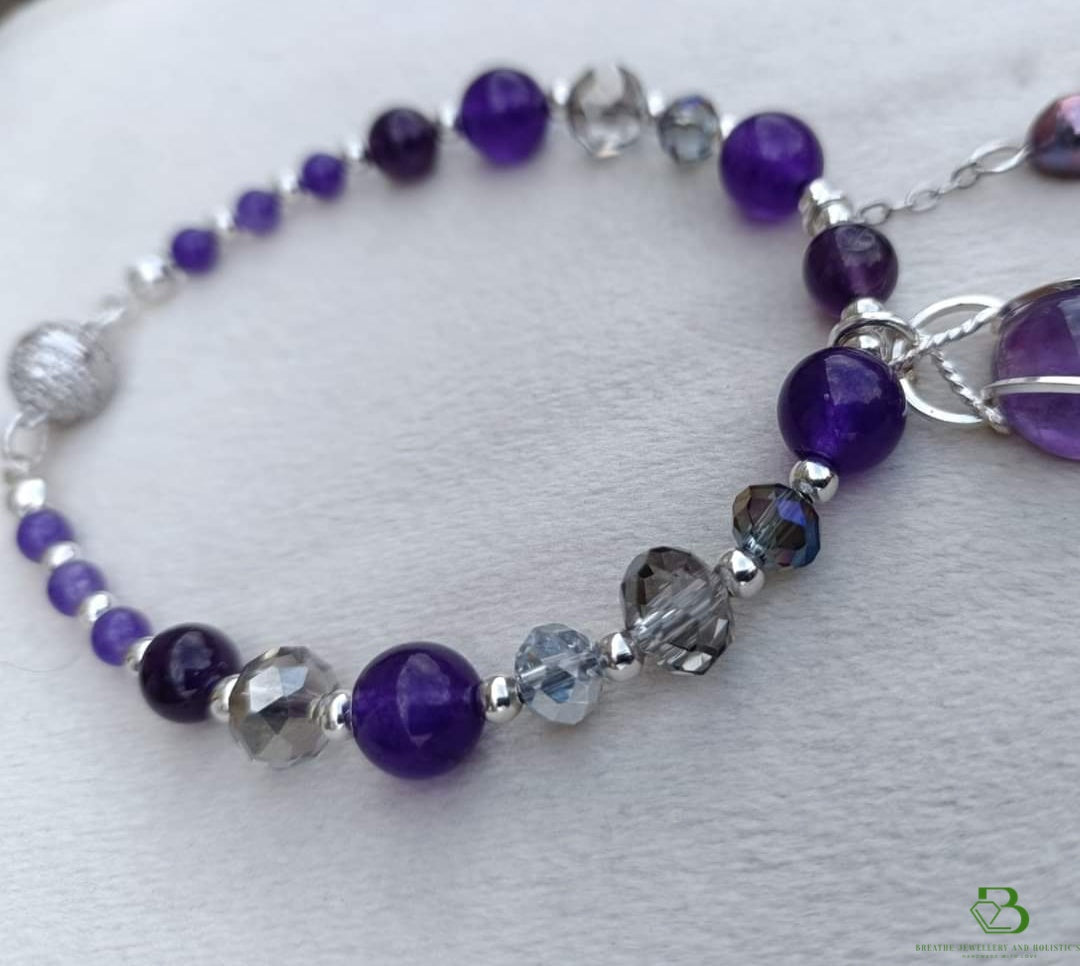 Custom Handmade Amethyst Charm Bracelet