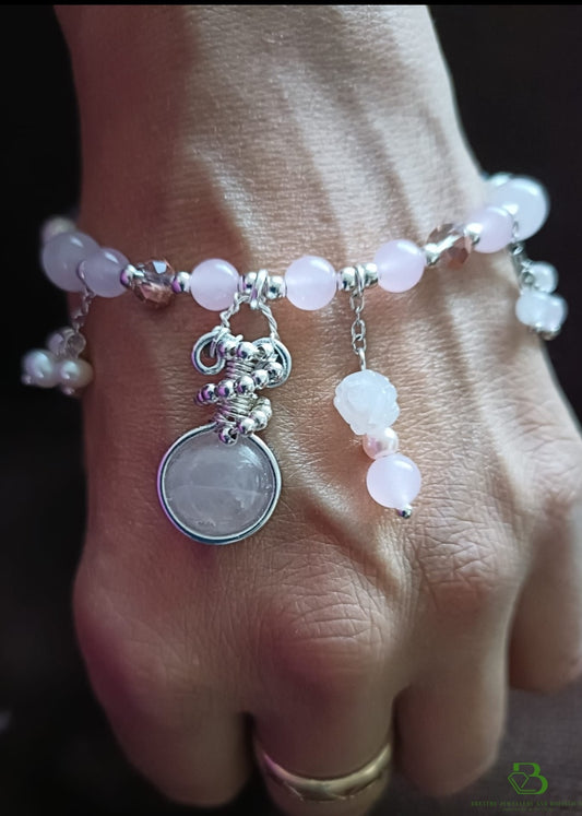 Custom Handmade Rose Quartz Charm Bracelet