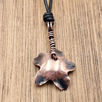 Handmade Copper Wallflower Pendant rear view
