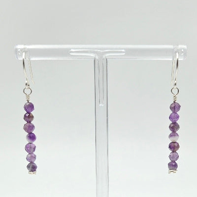Handmade Sterling Silver Amethyst earrings close view