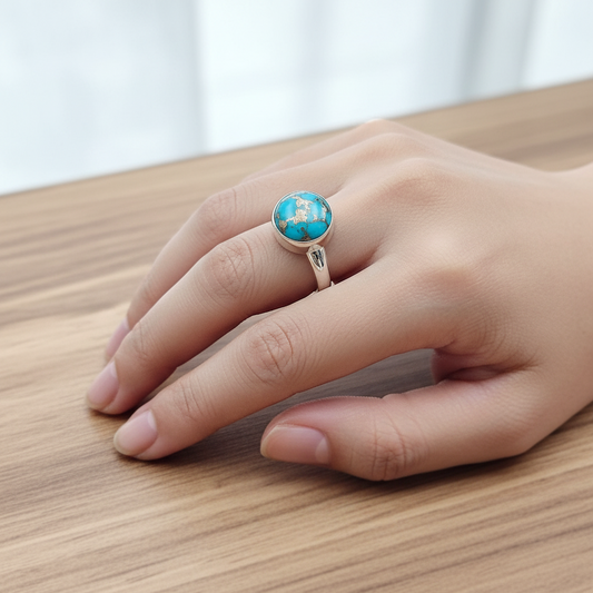 Sterling Silver 'Copper Mojave' Turquoise Gemstone Ring