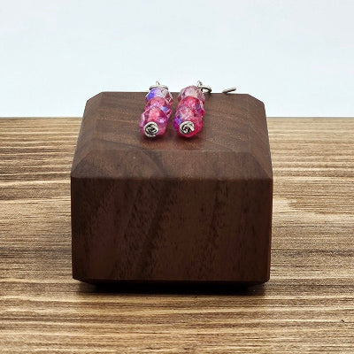 Handmade Sterling Silver Czech Glass Rosey Pink Earrings showing Rose  style wire