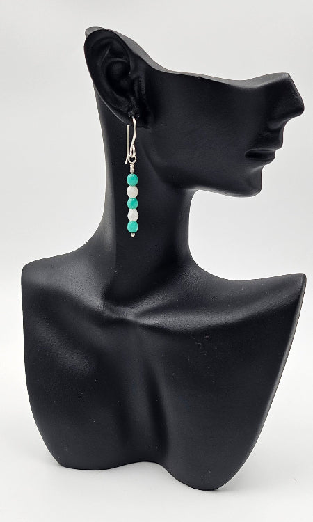 Handmade Sterling Silver Faceted Czech Glass 'Mint to Be' Earrings on ceramic head