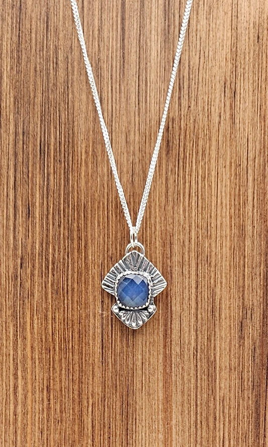 Handmade Sterling Silver sapphire Art Deco Pendant 