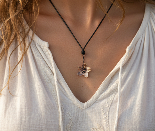 Handmade Copper wallflower Pendant