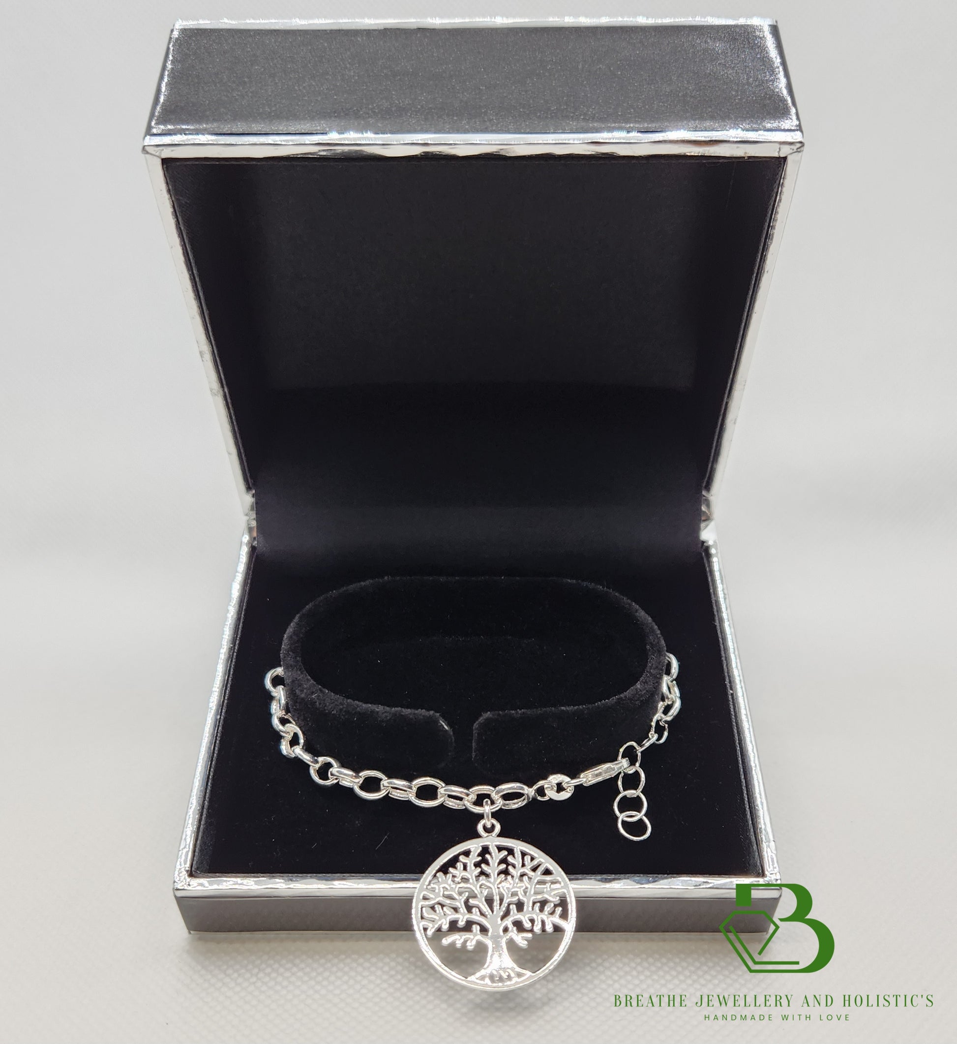 Large Sterling Silver Tree of Life Belcher Bracelet IN Gift Box