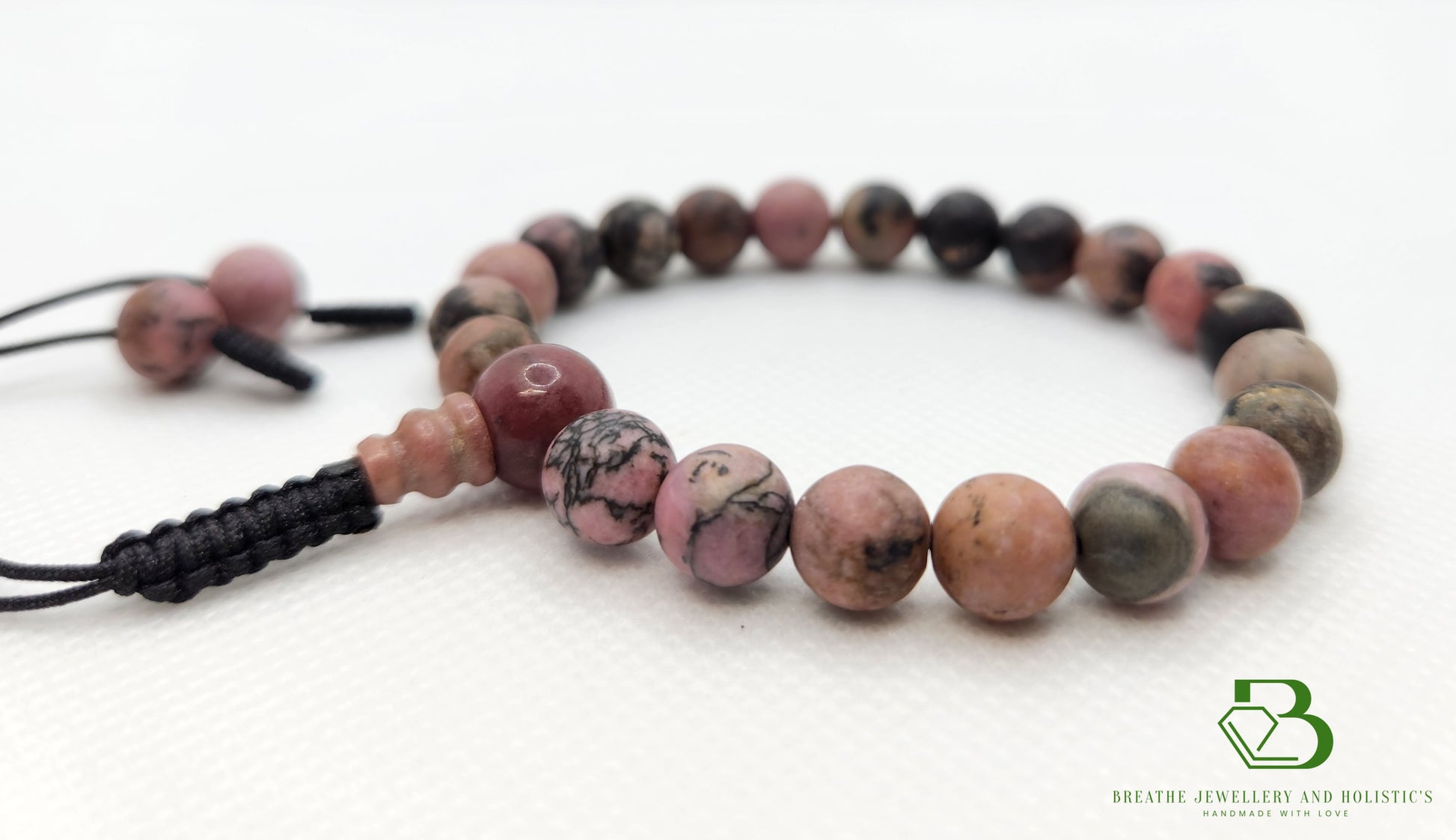 Rhodonite Gemstone Mala Bracelet - Breathe Jewellery and Holistic's