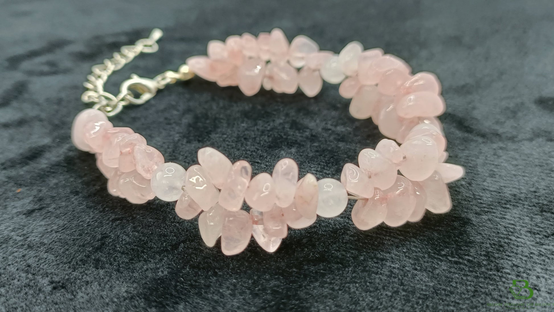 rose quartz gemstone chip bracelet