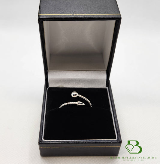 Sterling Silver Adjustable Rope Design Ring in Ring Box