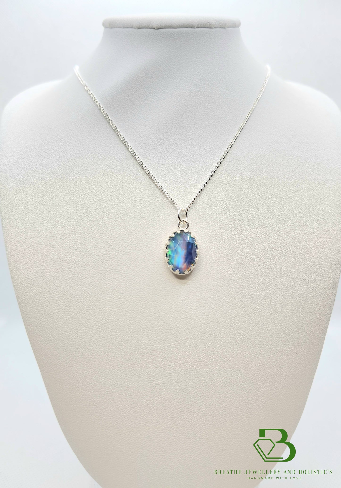 Sterling Silver Aura Opal Pendant - Breathe Jewellery and Holistic's