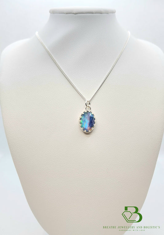 Sterling Silver Aura Opal Pendant - Breathe Jewellery and Holistic's