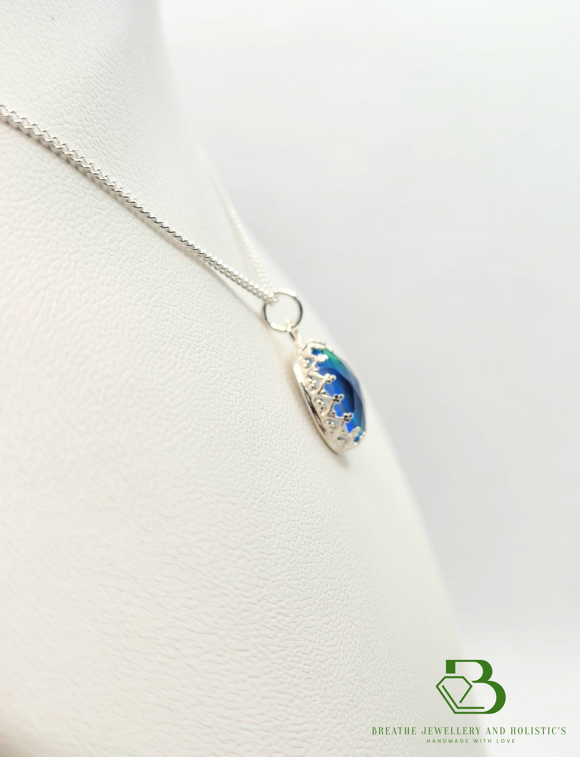 Sterling Silver Aura Opal Pendant - Breathe Jewellery and Holistic's