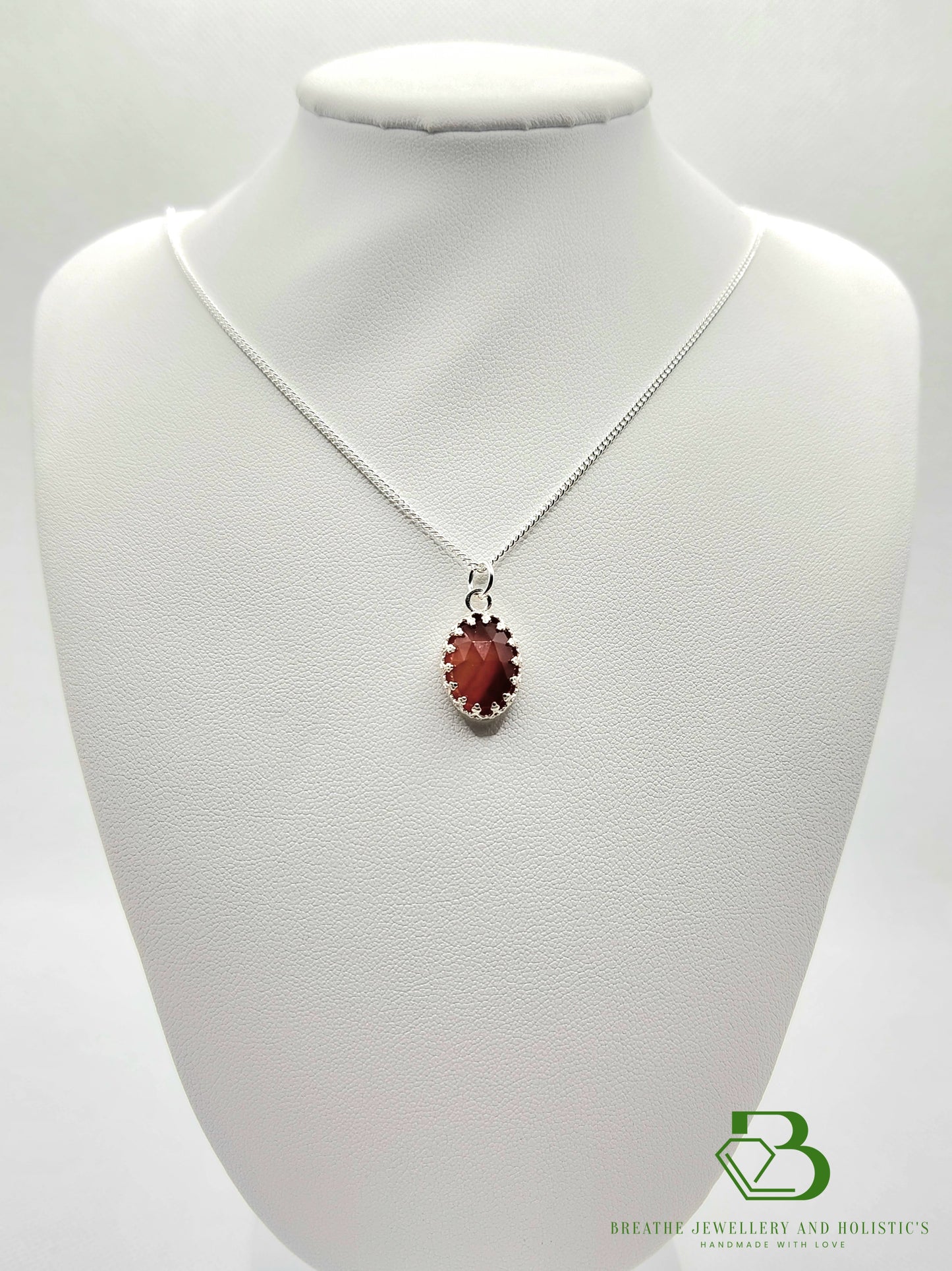 Sterling Silver Carnelian Gemstone Pendant - Breathe Jewellery and Holistic's