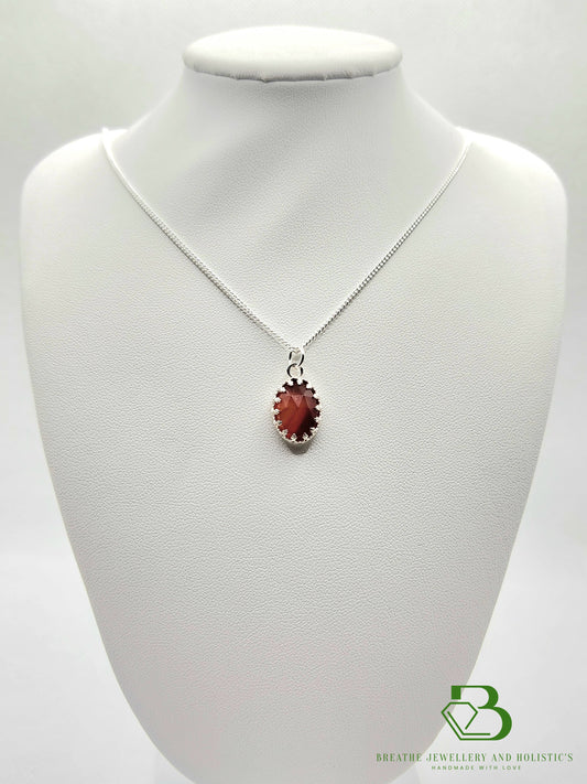 Sterling Silver Carnelian Gemstone Pendant - Breathe Jewellery and Holistic's