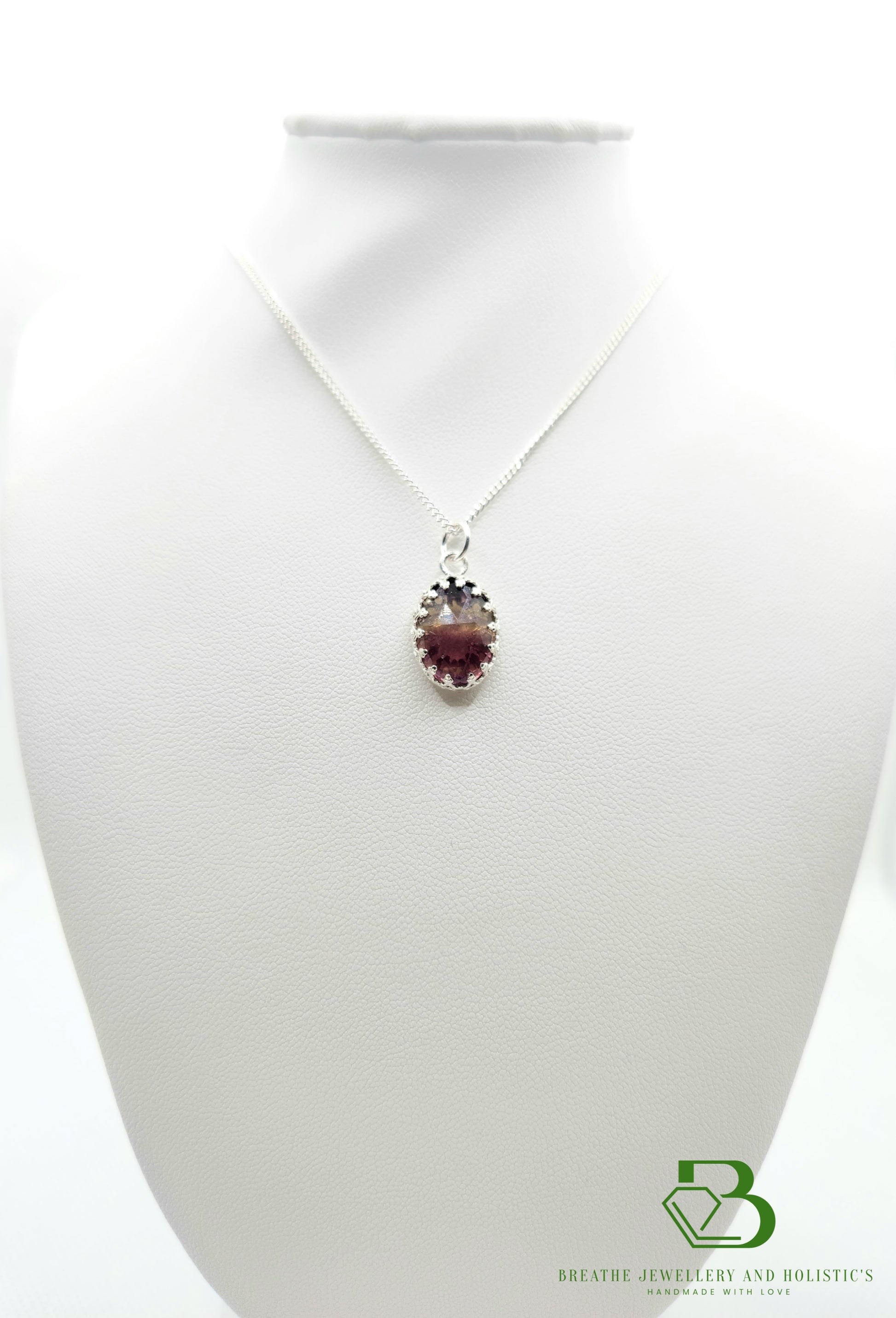 Sterling Silver Fluorite Gemstone Pendant - Breathe Jewellery and Holistic's