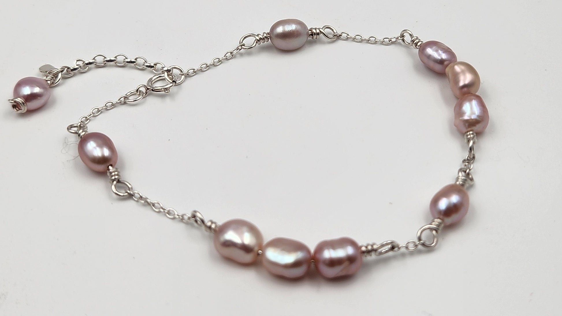 Sterling Silver Pink Freshwater Pearl Close Up Photo