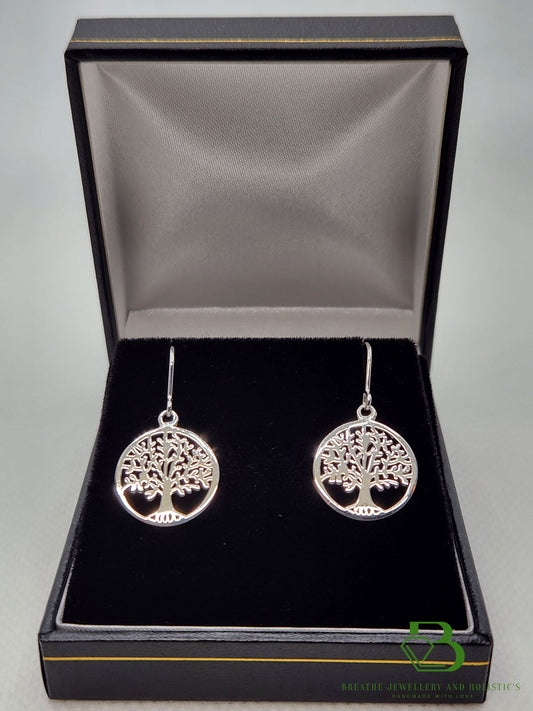 Sterling Silver Tree of Life Drop Earrings in Gift Box
