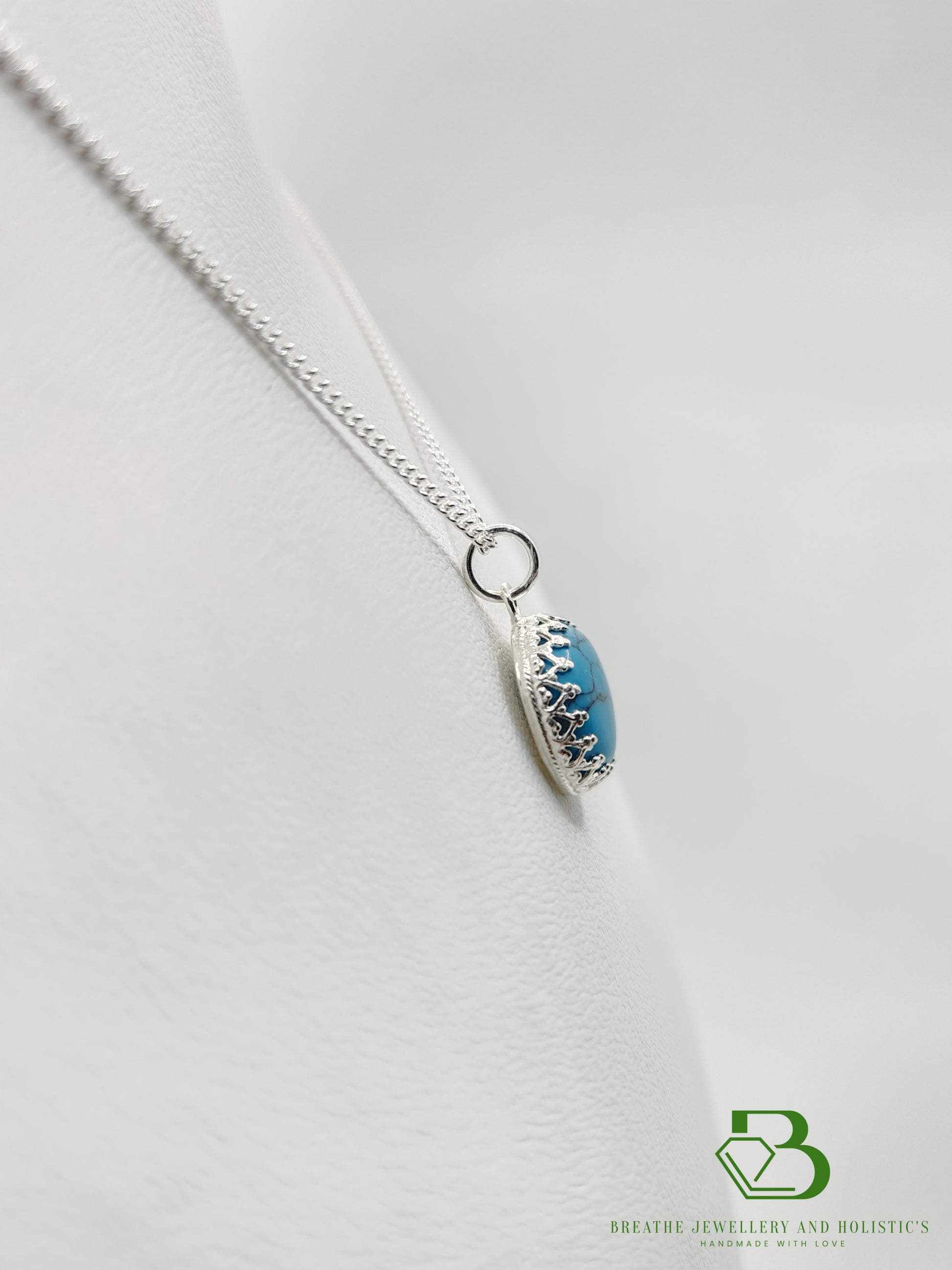 Sterling Silver Turquoise Gemstone Pendant - Breathe Jewellery and Holistic's