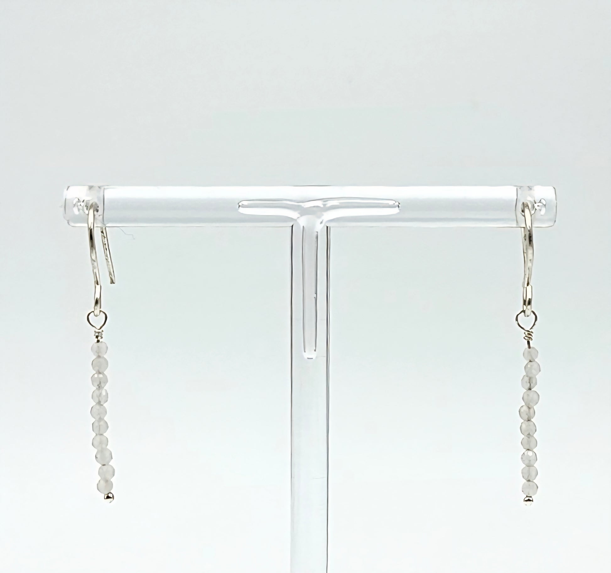 Teeny Tiny Rose Quartz Sterling Silver drop earrings