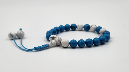 Turquoise and White Howlite Mala Bracelet - Side View