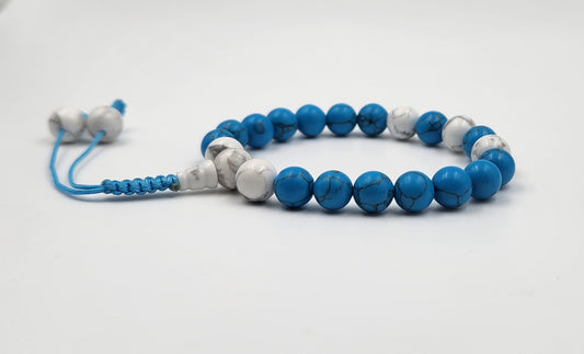Turquoise and White Howlite Mala Bracelet - Side View 2
