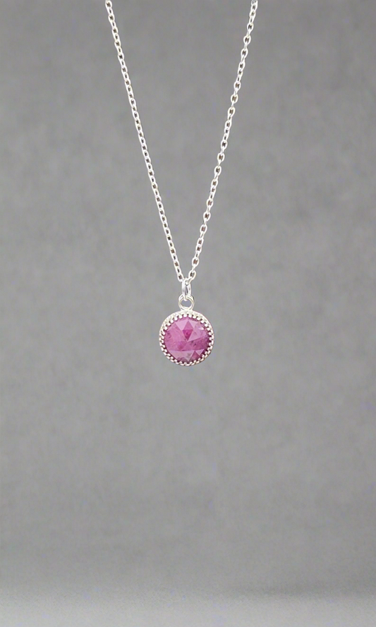 Sterling Silver Pink Ruby Pendant