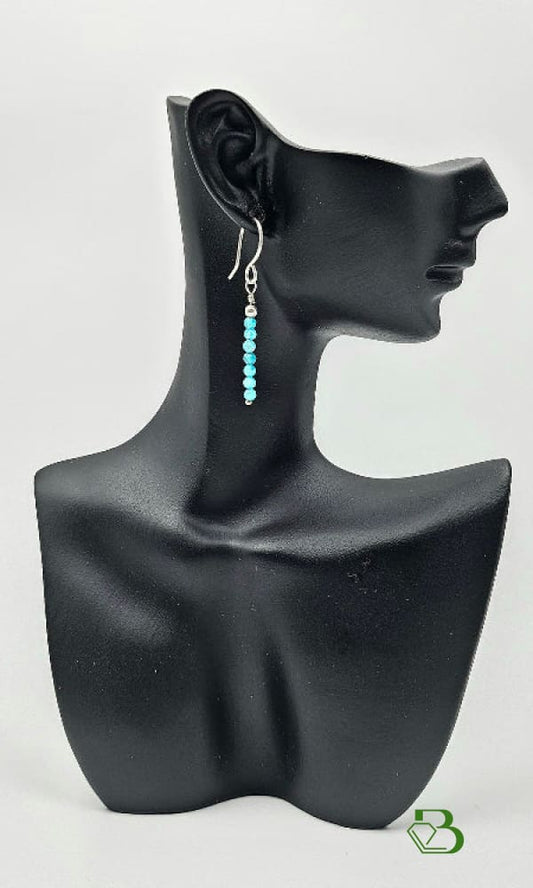 Czech Glass tiny Turquoise bead drops on ceramic head 
