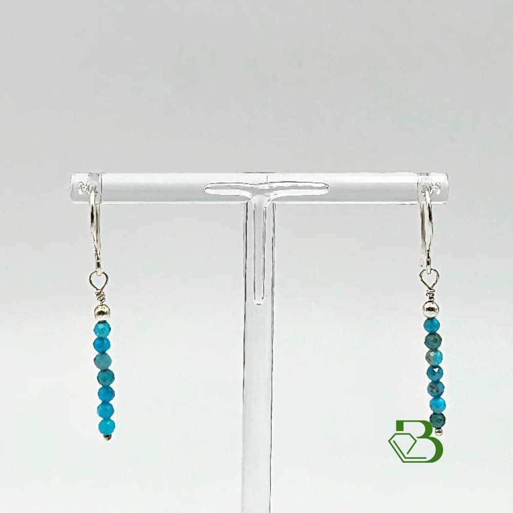 Sterling Silver Czech Glass Turquoise Tiny bead drops
