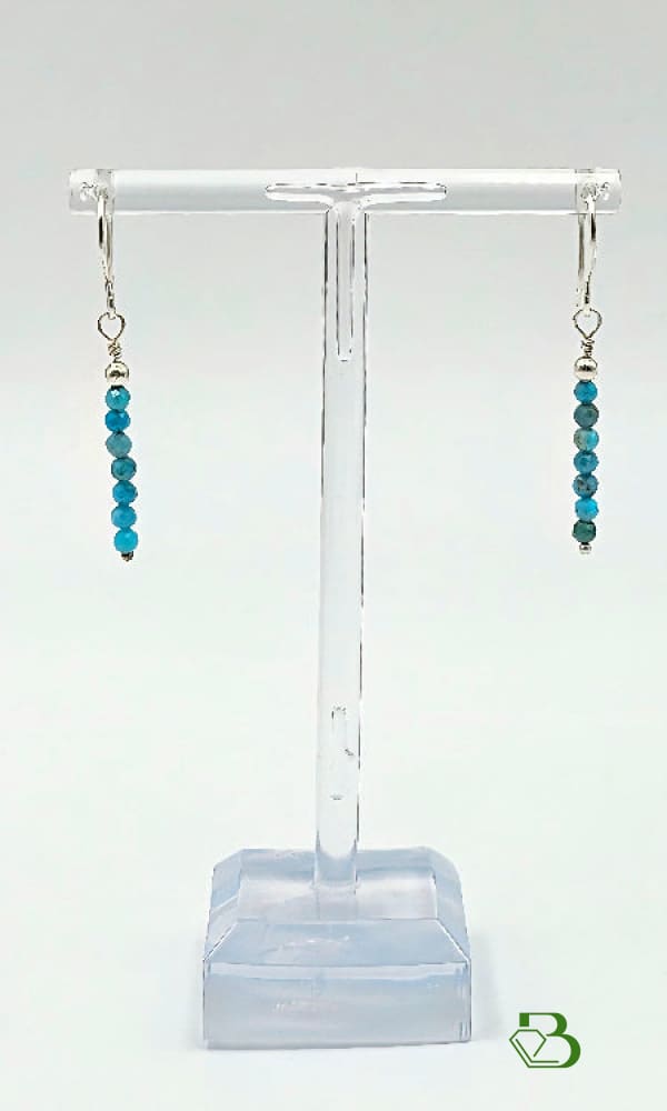 Czech Glass tiny Turquoise bead drops far view