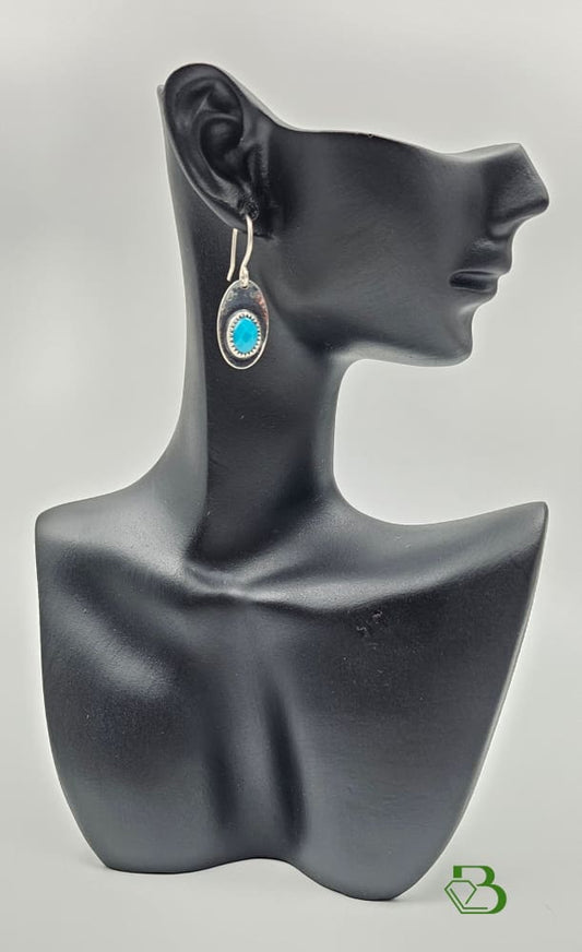 Evil Eye Sterling Silver Turquoise Gemstone drop earrings ceramic head