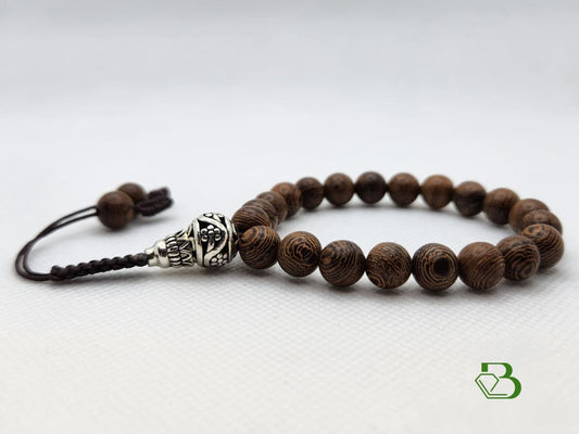Natural Wooden Bead and Silver Mala Bracelet - Breathe Jewellery and Holistic's
