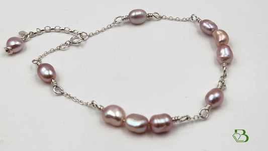 Sterling Silver Pink Freshwater Pearl Close Up Photo