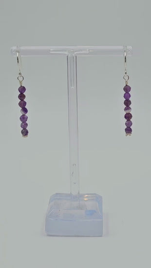 Handmade Sterling Silver Amethyst tiny bead earrings