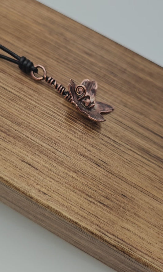 Handmade Copper wallflower Pendant