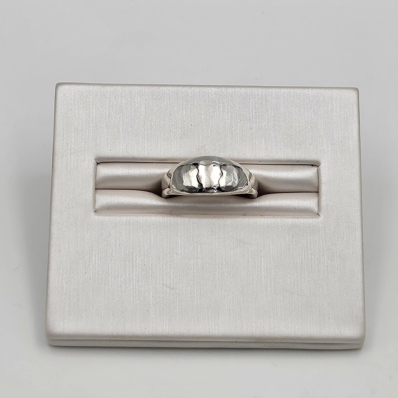 Sterling Silver Cast Slim Bombe ring- Hammered finish