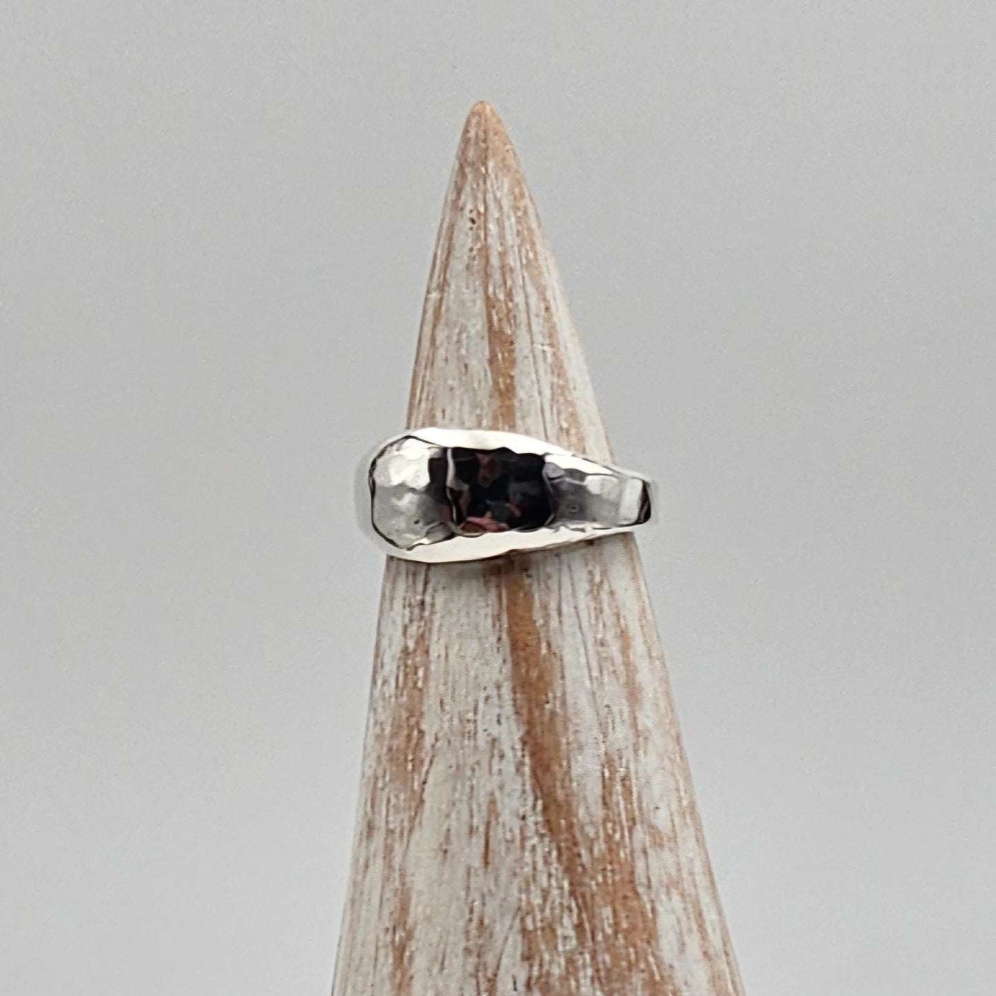 Sterling Silver Cast Slim Bombe ring- Hammered finish