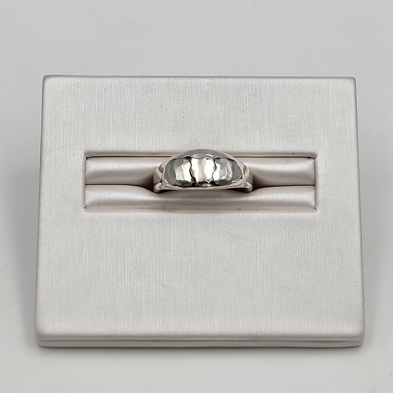 Sterling Silver Cast Slim Bombe ring- Hammered finish