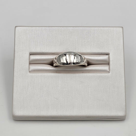 Sterling Silver Cast Slim Bombe ring- Hammered finish