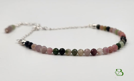 Sterling Silver Multi Tourmaline Bracelet - Close Up Front View