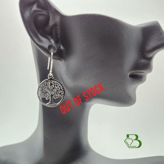 Sterling Silver Tree of Life Earrings on Model