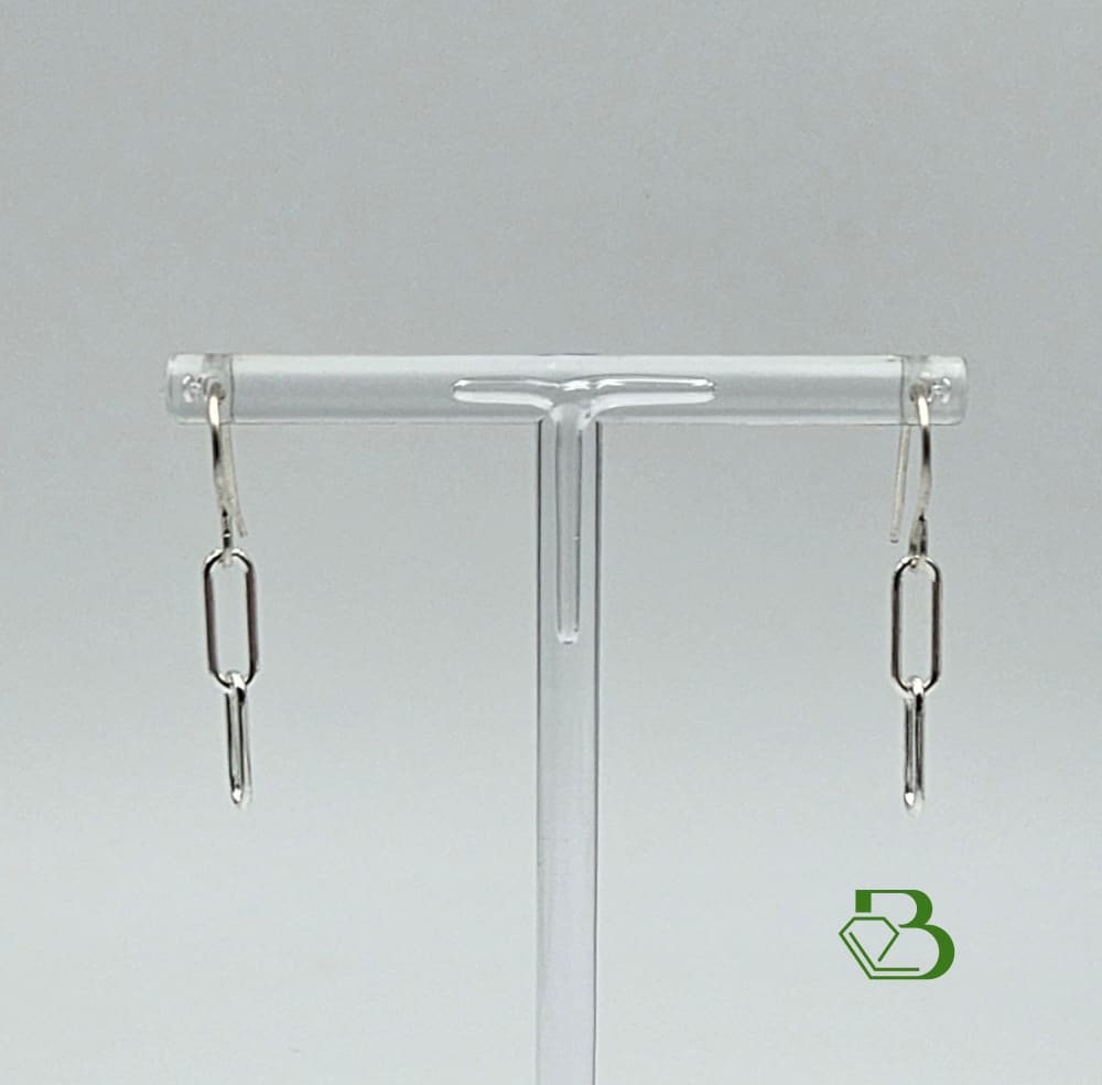 Sterling Silver paperclip earrings close view 